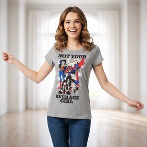 2 for $15 DC SUPERHERO GIRLS grey comic NOT YOUR AVERAGE GIRL tee-shirt size XL